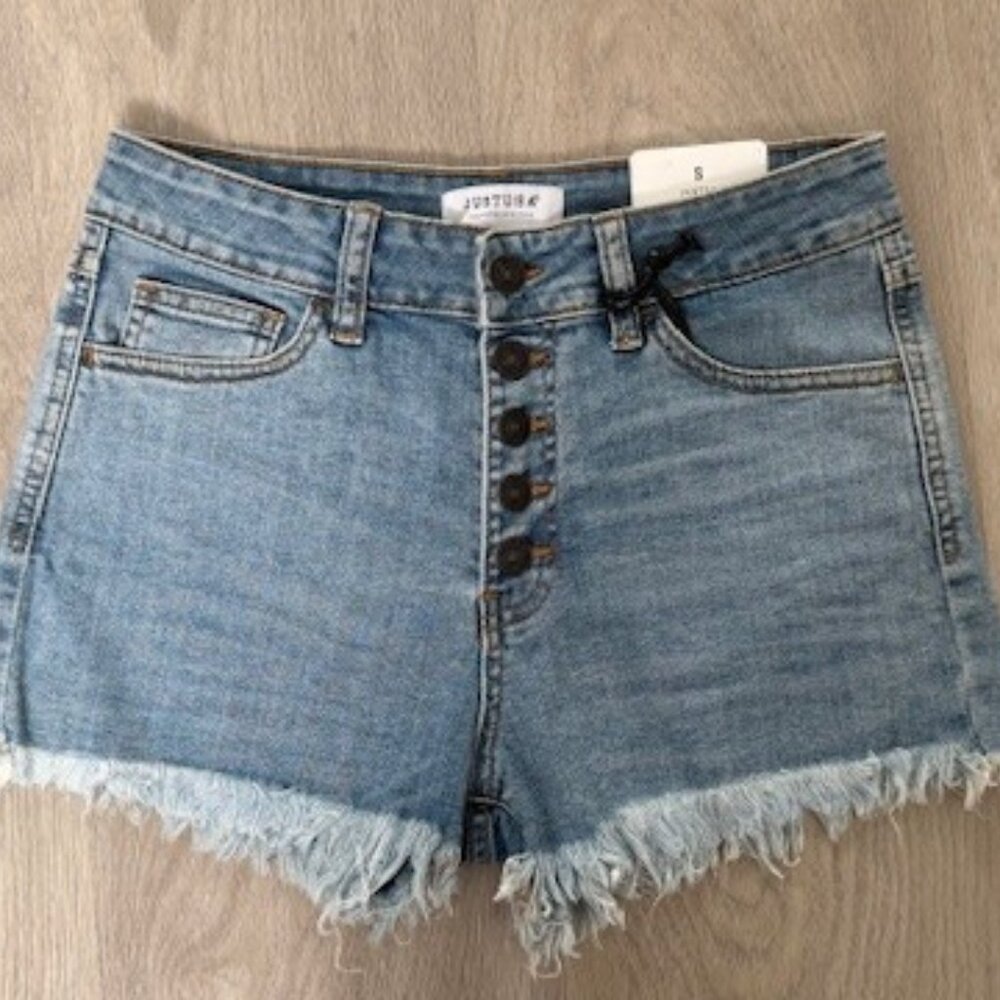 Just USA - High Rise Button Down Faded Shorts  - Size Small